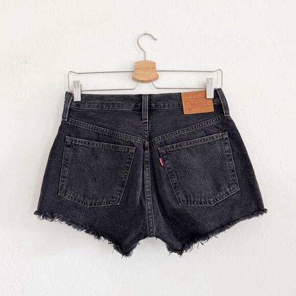 LEVI’S 501 Wise Up Black High Rise Original Denim Jeans Shorts Distressed Sz 26 - Picture 10 of 15